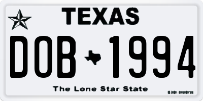 TX license plate DOB1994