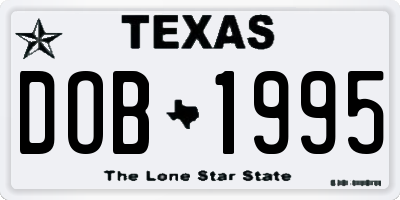 TX license plate DOB1995