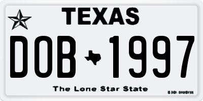 TX license plate DOB1997