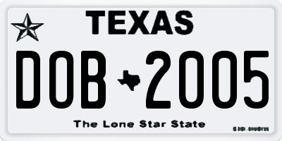 TX license plate DOB2005