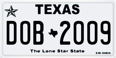 TX license plate DOB2009