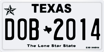 TX license plate DOB2014