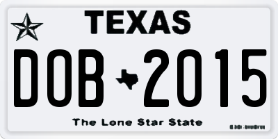 TX license plate DOB2015