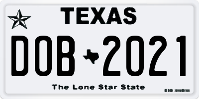 TX license plate DOB2021