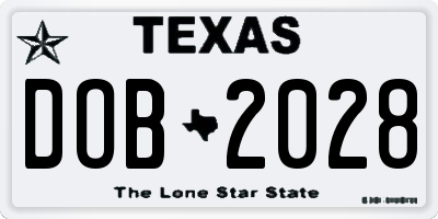 TX license plate DOB2028