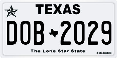 TX license plate DOB2029