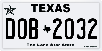 TX license plate DOB2032