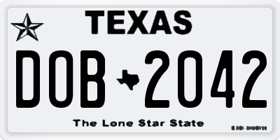 TX license plate DOB2042