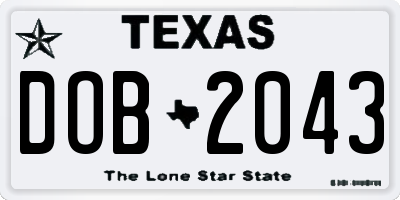 TX license plate DOB2043