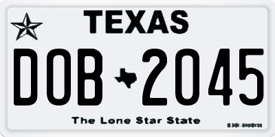 TX license plate DOB2045