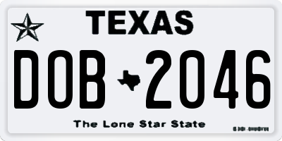 TX license plate DOB2046