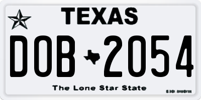 TX license plate DOB2054