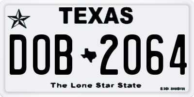 TX license plate DOB2064