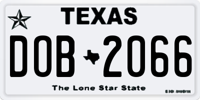 TX license plate DOB2066