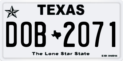 TX license plate DOB2071