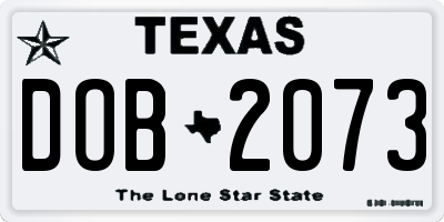 TX license plate DOB2073