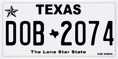TX license plate DOB2074