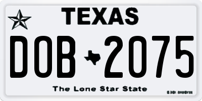 TX license plate DOB2075