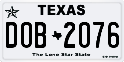 TX license plate DOB2076