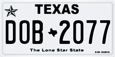 TX license plate DOB2077