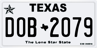 TX license plate DOB2079