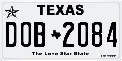 TX license plate DOB2084