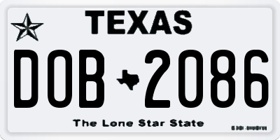 TX license plate DOB2086
