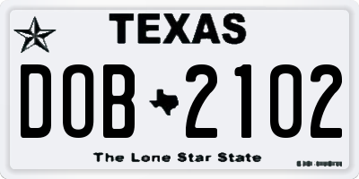 TX license plate DOB2102