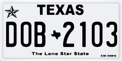 TX license plate DOB2103