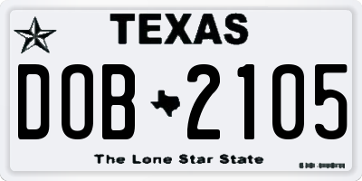 TX license plate DOB2105