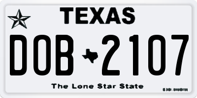 TX license plate DOB2107