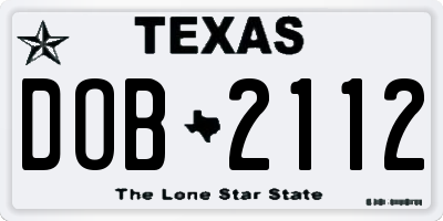 TX license plate DOB2112