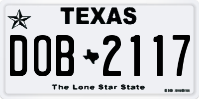 TX license plate DOB2117