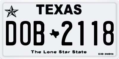 TX license plate DOB2118
