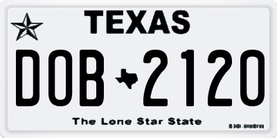 TX license plate DOB2120
