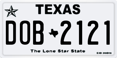 TX license plate DOB2121