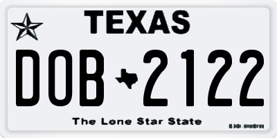 TX license plate DOB2122