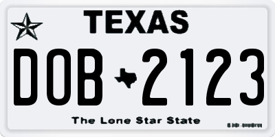 TX license plate DOB2123