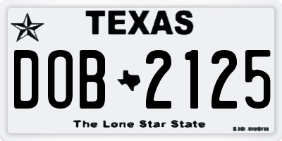 TX license plate DOB2125