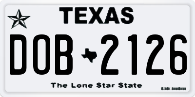 TX license plate DOB2126
