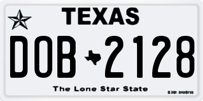 TX license plate DOB2128