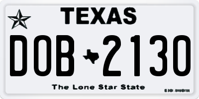 TX license plate DOB2130