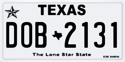 TX license plate DOB2131