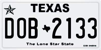 TX license plate DOB2133