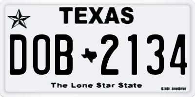 TX license plate DOB2134
