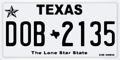 TX license plate DOB2135