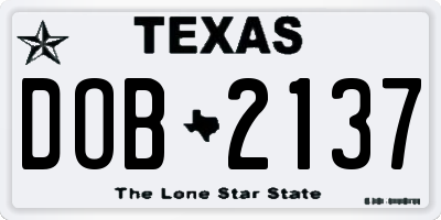 TX license plate DOB2137
