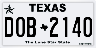TX license plate DOB2140