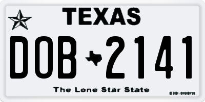 TX license plate DOB2141
