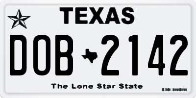 TX license plate DOB2142